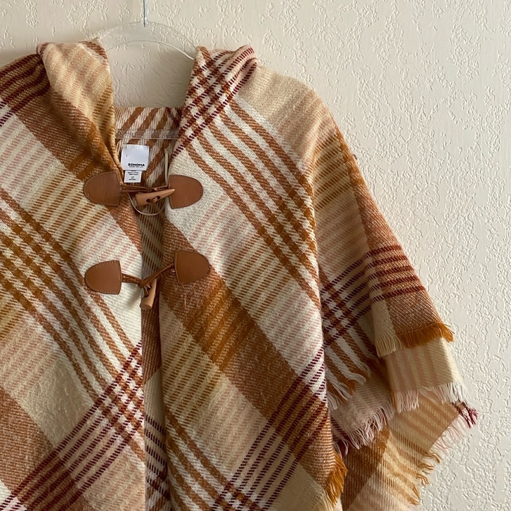 Plaid Hooded Poncho